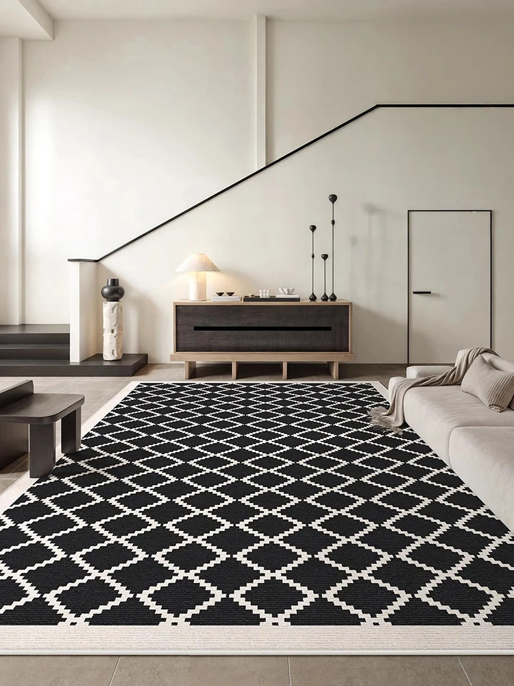 

Black Carpet Living Room Big Size Home Sofa Coffee Table Floor Rug Decor Non-slip Bedside Mat Modern Bedroom Rugs Carpet Mat