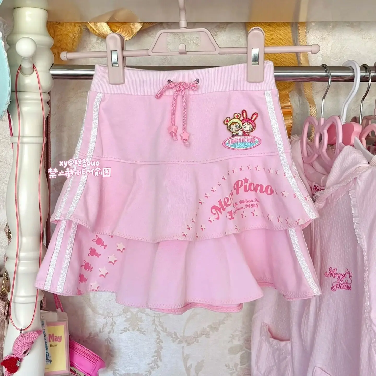 Japanese Cute Cartoon Mp Embroidery Jojifuku Pink Skirt Summer New Sweet Girl Drawstring Waist Casual Mini Skirt Y2k Skirt