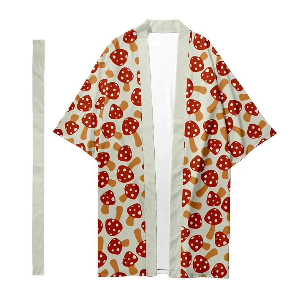 

Men's Japanese Traditional Ethnic Long Kimono Fashion Women Cardigan Kimono Mushroom Pattern Kimono Shirt Chic Yukata Jacket 7