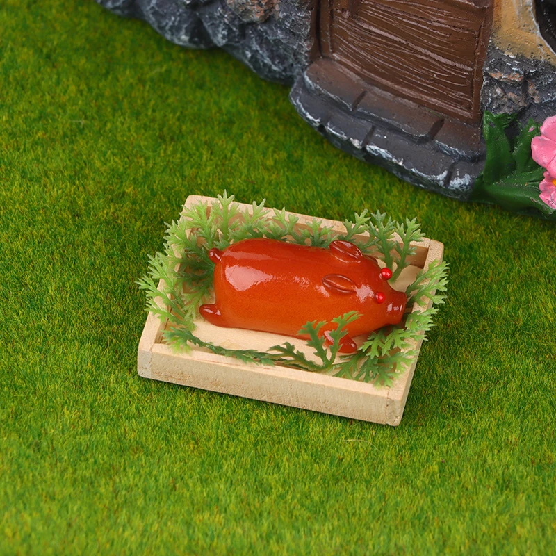 1:12 Dollhouse Miniature Food Tray Roast Pig Roast Chicken Simulation Food Model Pretend Toy Doll House Kitchen Scene Decor Toy