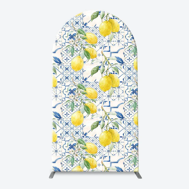 Vintage Mediterranean Lemon Arch Birthday Backdrop Baby Shower Arched Chiara Wall Panels for Bridal Shower Birthday Wedding