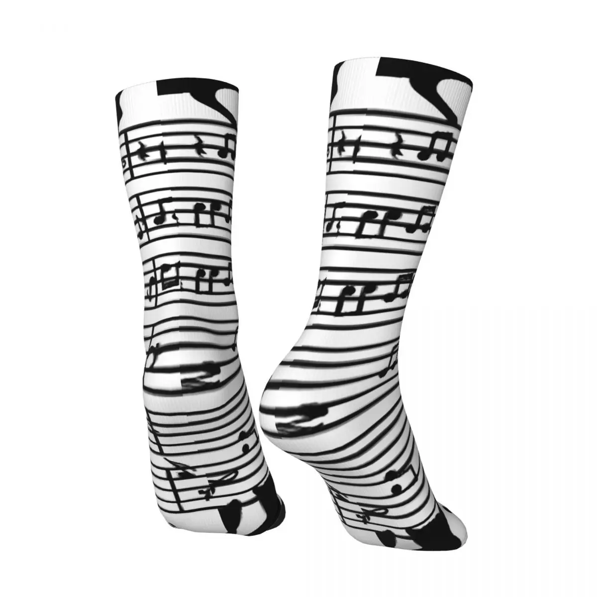 Crazy Sock for Men Cats Musical Hip Hop Harajuku Interesting Note Happy Seamless Pattern Printed Boys Crew compression Sock