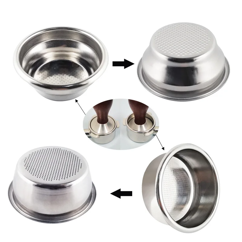 1Pcs 304 Stainless Steel Coffee Filter Basket Single 1 Cup Double 2 Cup 51/54/58mm Portafilter Single/Double/Four Person