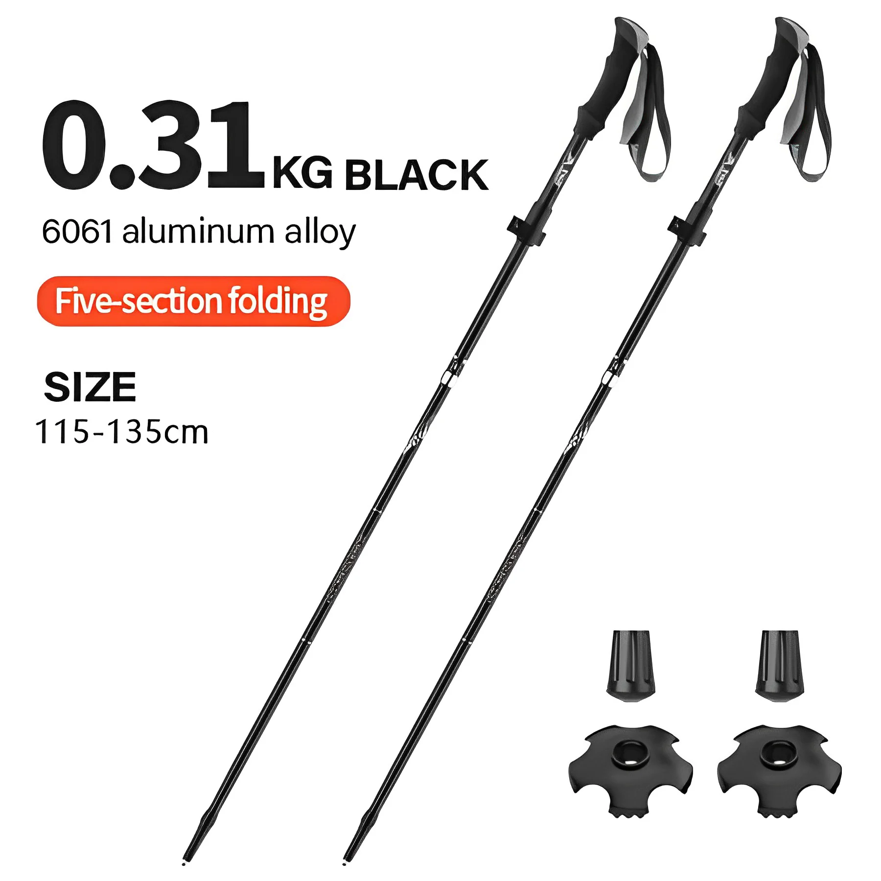 BISINNA 2 stuks Ultralight Trekkingstokken Wandelstokken Wandelstokken Opvouwbare aluminium wandelstok Nodic Wandelstokken