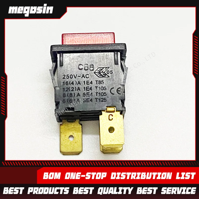 1~5pcs/lot Vacuum cleaner square power switch accessory self-locking button with light 3-pin