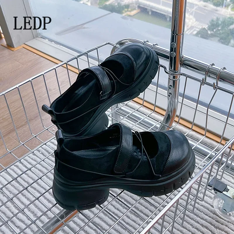 LEDP Brand Mary Jane Shoes Women 2024 Autumn New Fashion Single Shoes Women Thick Heel Small Leather Shoes All Match