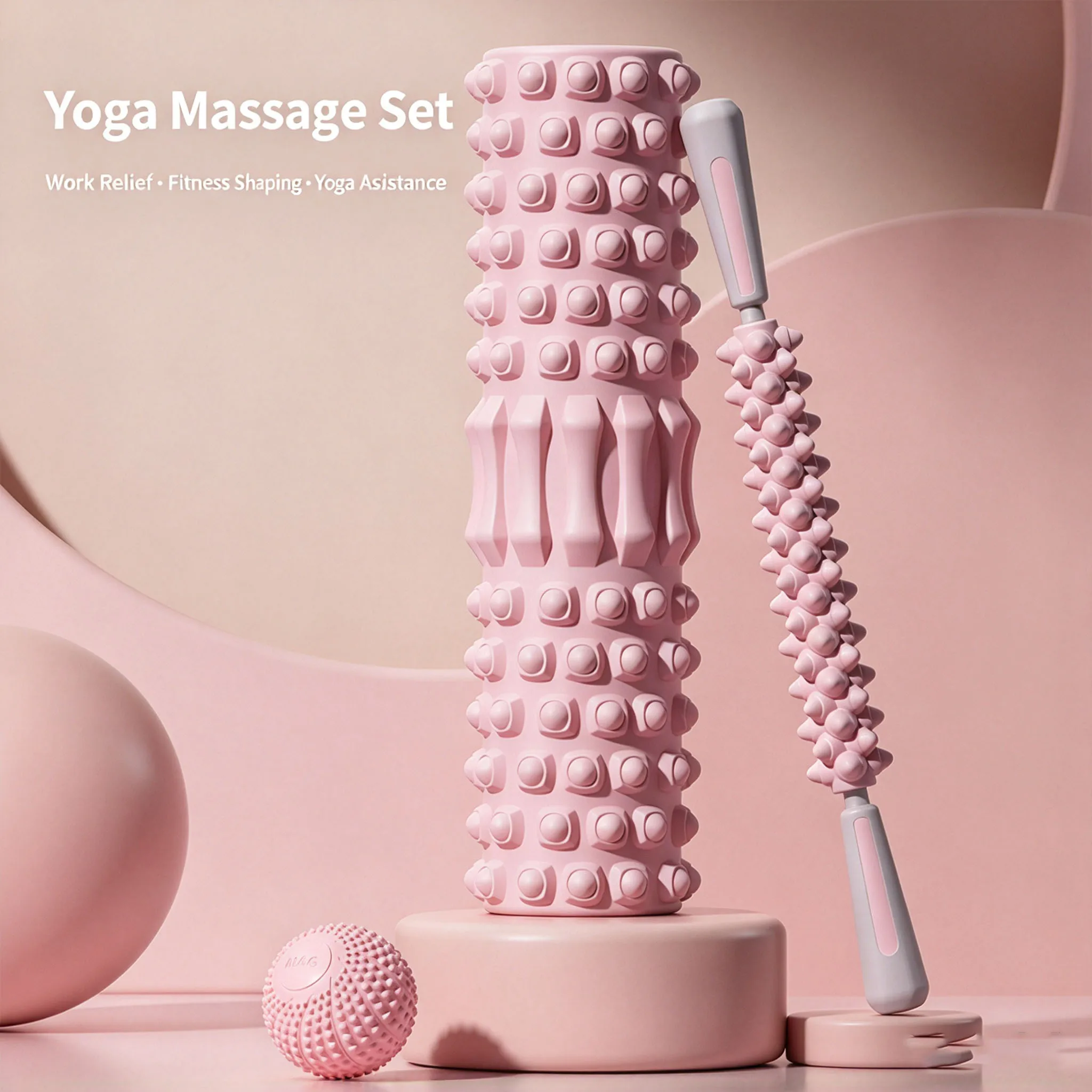 3 in 1 Foam Roller Set 3D Bionic Nodule High Density EVA Massage Roller Stick Ball for Muscle Relief Yoga Fitness Recovery