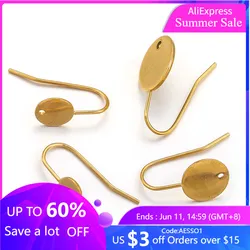 10pcs Stainless Steel Ear Hooks Earrings Round Gold-plated for DIY Handmade Woman Jewelry Making Accessories Materials Wholesale