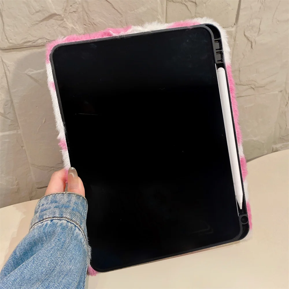 Cute 3D Plush Rabbit Case for iPad Pro11 2025 12.9 M2 M4 13" Case 10th 10.9 5th 6th 9.7 iPad 7 8 9 10.2 Air 4 5 6 7 8 mini Cover 6