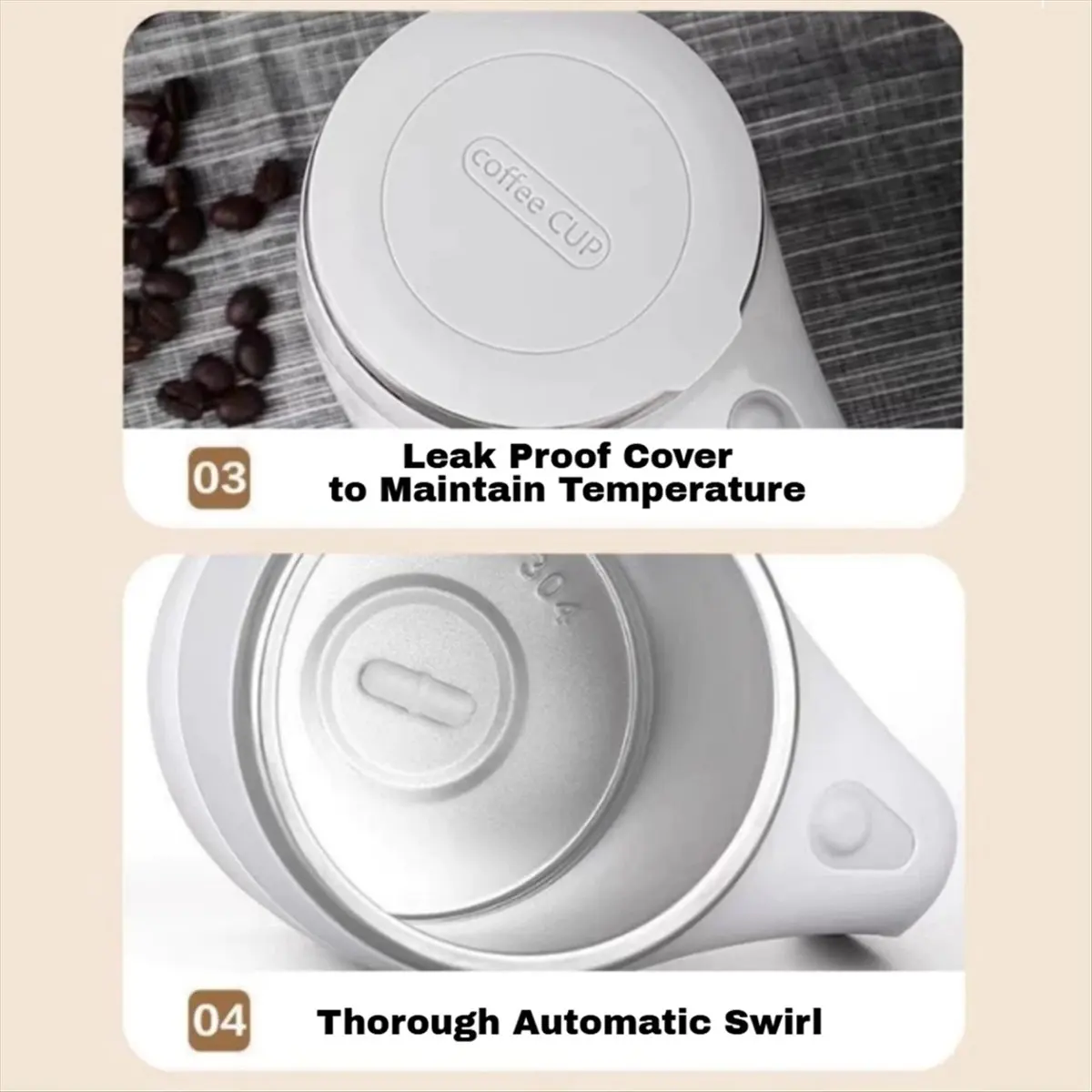 [Vend for]380ML Self Stirring Coffee Mug 304 Stainless Steel Milk Cup Automatic Mixing Cup Portable Electric Blender Water Cup