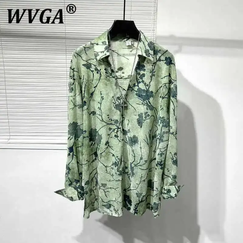 

WVGA Spring Summer New Men Tide Techwear High Street Printed Design Trendy Long Seelve Tops Niche Stylish Casual Shirt Ins W7723