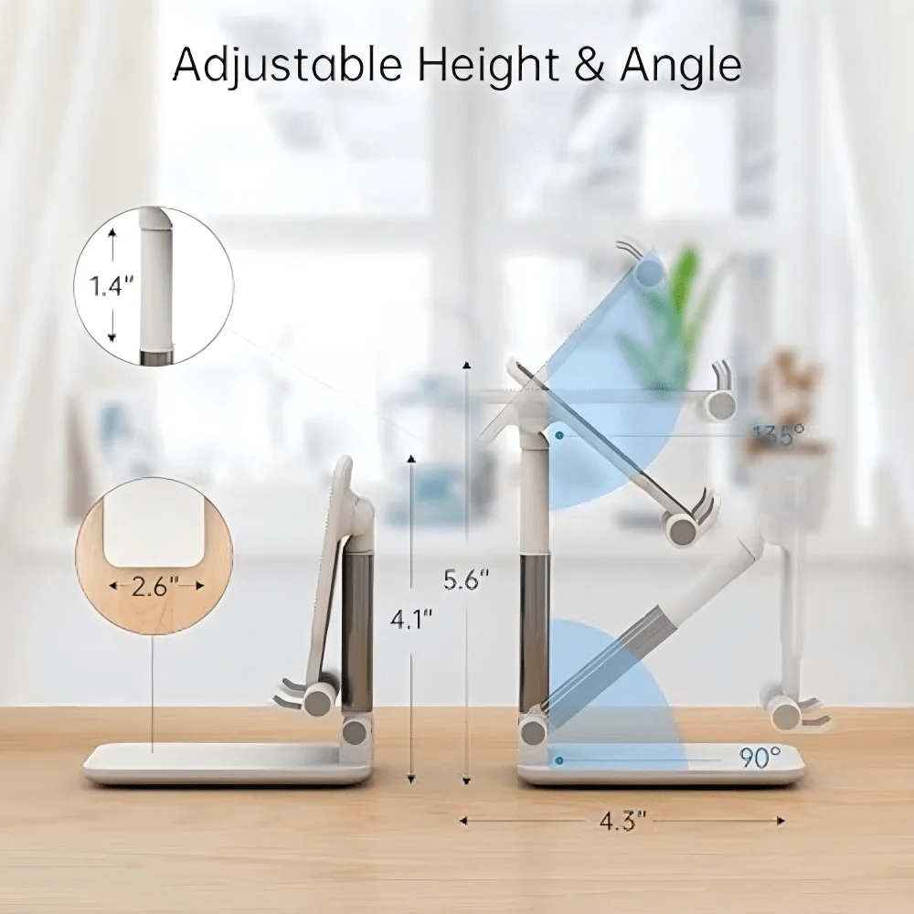 조절 가능한 탁상용 휴대폰 거치대 – 접이식 & 휴대용 홀더 (아이폰 16, 15, 14, 13, 12 및 안드로이드 호환) 가족 및 친구를 위한 최고의 선물