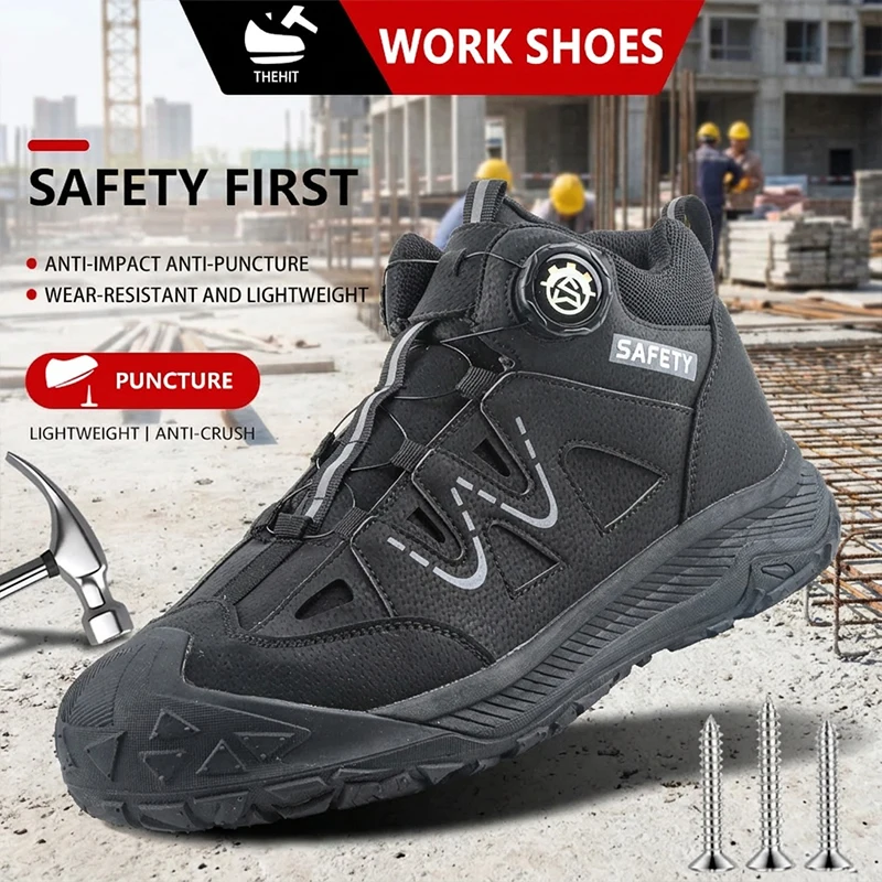 Microfiber Upper  Rubber Sole Twist Lock Safety Shoes Anti-Puncture for Plastering  Safety shoes Protective shoes Outdoor work