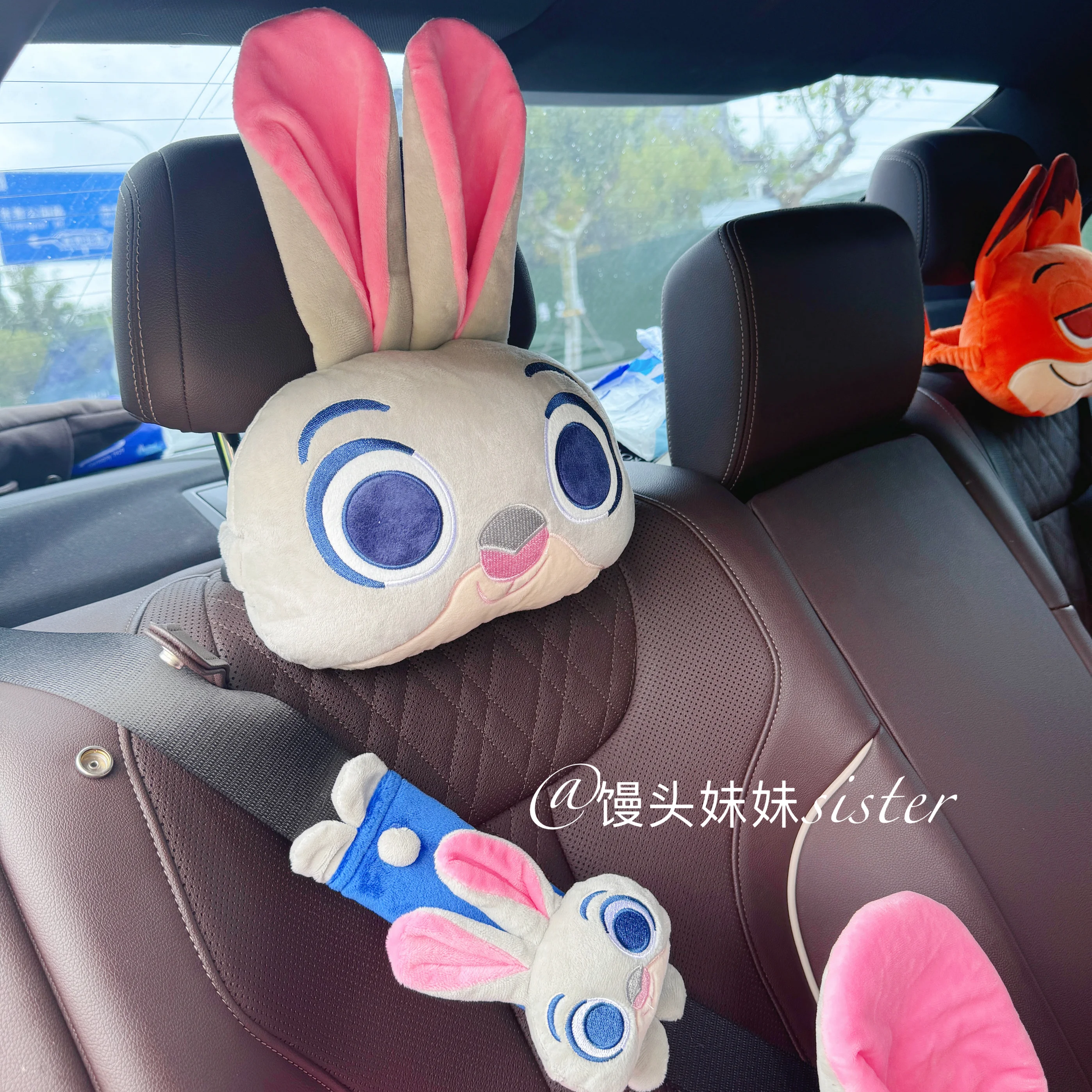 Zootopia Rabbit Fox Headrest Back Cushion Seat Belt Cover Kawaii
