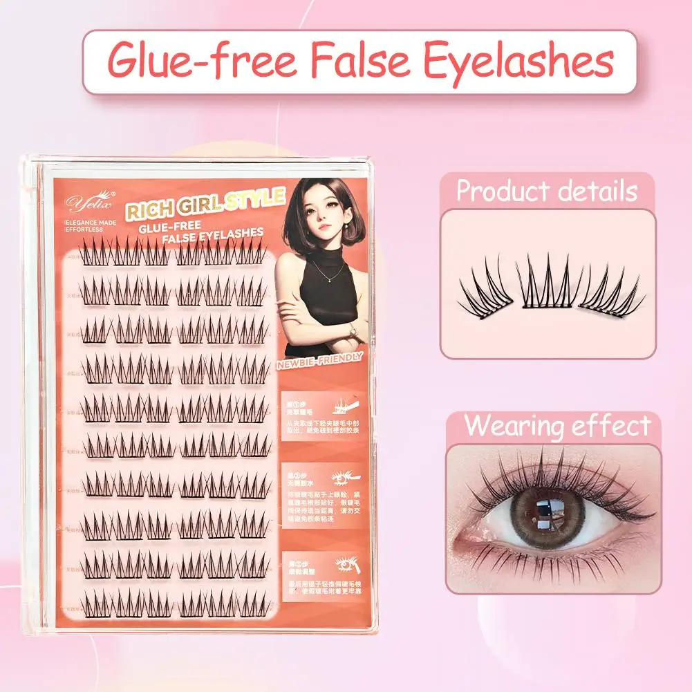 DIY Self-Adhesive Cluster Lashes Glue-Free DIY False Manga Eyelashes Soft Korean Natural Lashes Sectioned Style M3V6