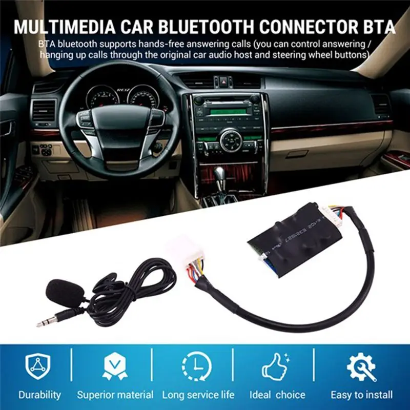 Ingenious-Car Radio Audio Adapter Bluetooth Aux Cable Microphone Handsfree Music Interface