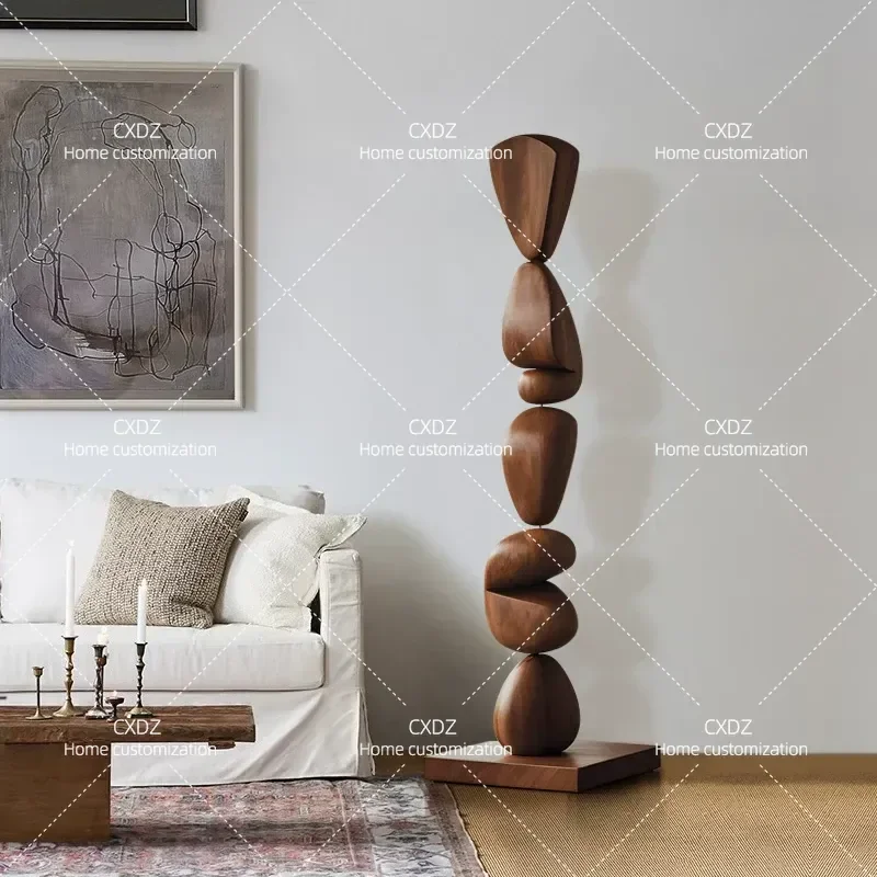 Abstract Solid Wood Sculpture Floor Ornament for Living Room Entrance Hotel Sales Office Soft Decoration Art