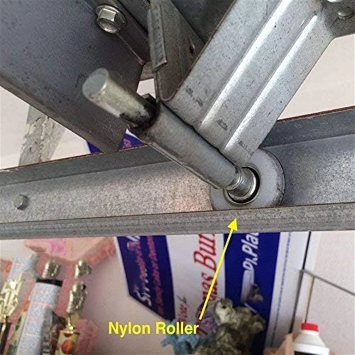 Roda de rolo para porta de garagem AA98, haste de 4 polegadas, pacote com 12, nylon silencioso de 2 polegadas, rolamento selado de 13 esferas de 7/16 polegadas de diâmetro