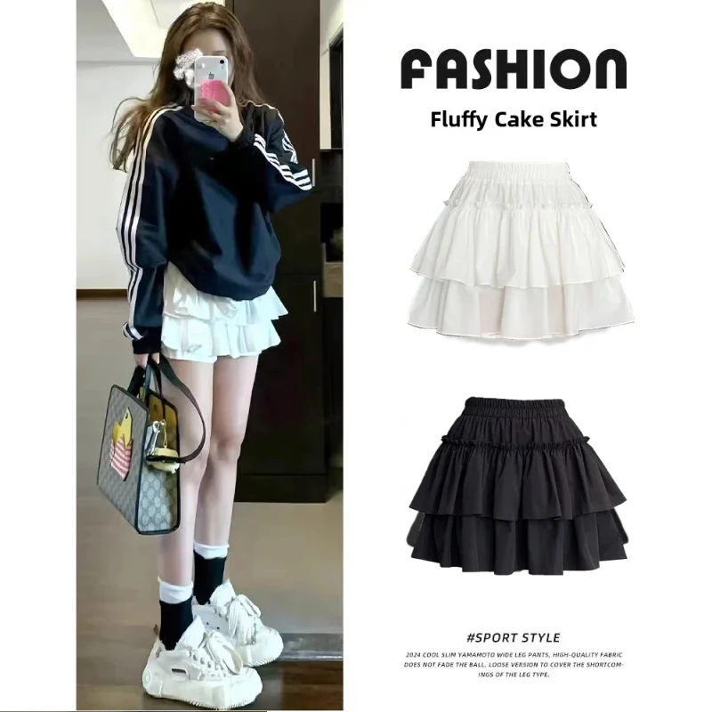 White Puffy Ballet Short Skirt Women's Summer 2026 New Sweet Cake Skirt High Waist Slim A-Line Half-length Skirt Pants