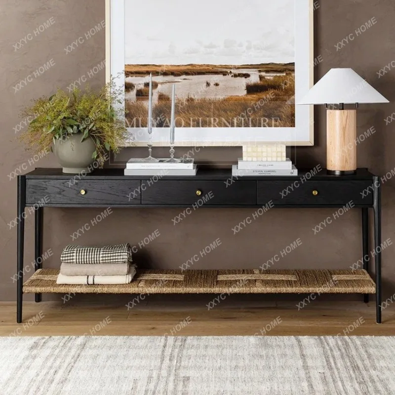 Solid wood entrance ta creative retro entrance entrance tab light luxury meal side tabl sofa back few decorative