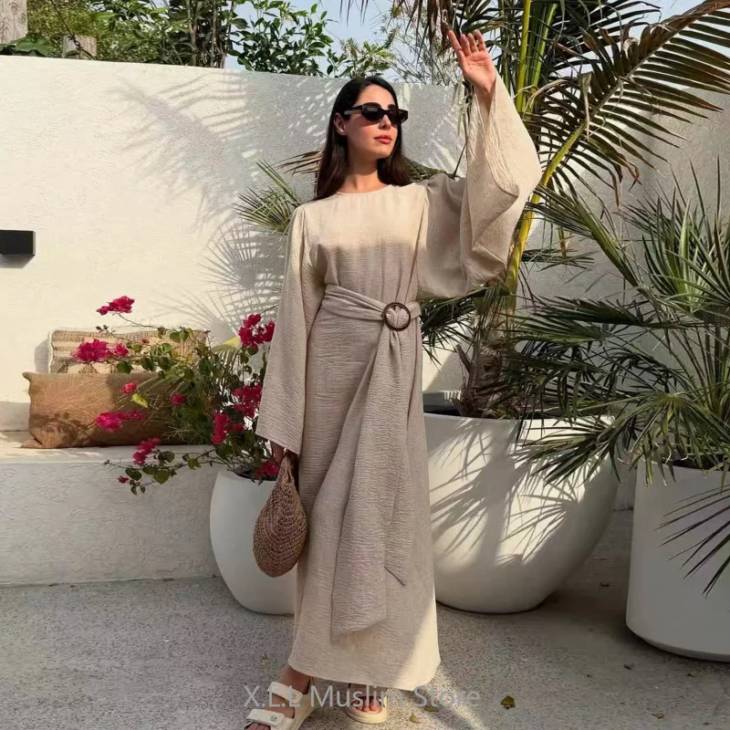 

Abaya Dubai Luxury Eid Ramadan Autumn Fashion Kebaya Kaftan Turkey Style Waist Muslim Woman Dresses Loose Sleeve Morocco Dress