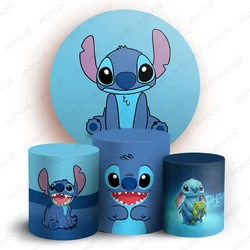 Stitch Round Backdrop Child Birthday Baby Shower Background Disney Lilo & Stitch Round Cylinder Cover Decorations Photocall Prop