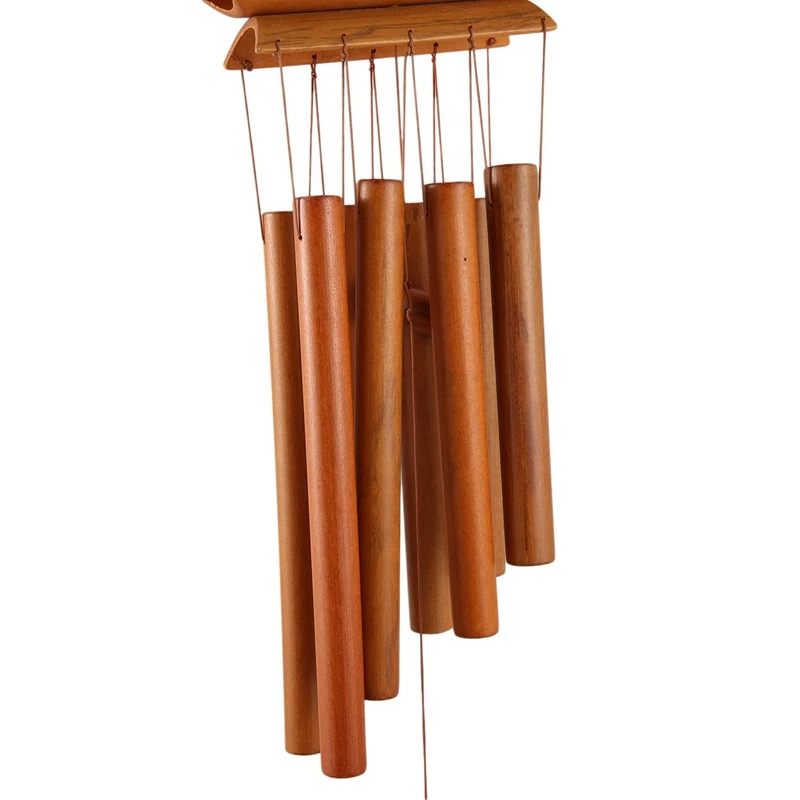 B84B 2X Bamboo Wind Chime Handmade Natural Ring, Wooden Melody Wind Bell for Garden Outdoor Yard, Home Decor Hanging Ornament