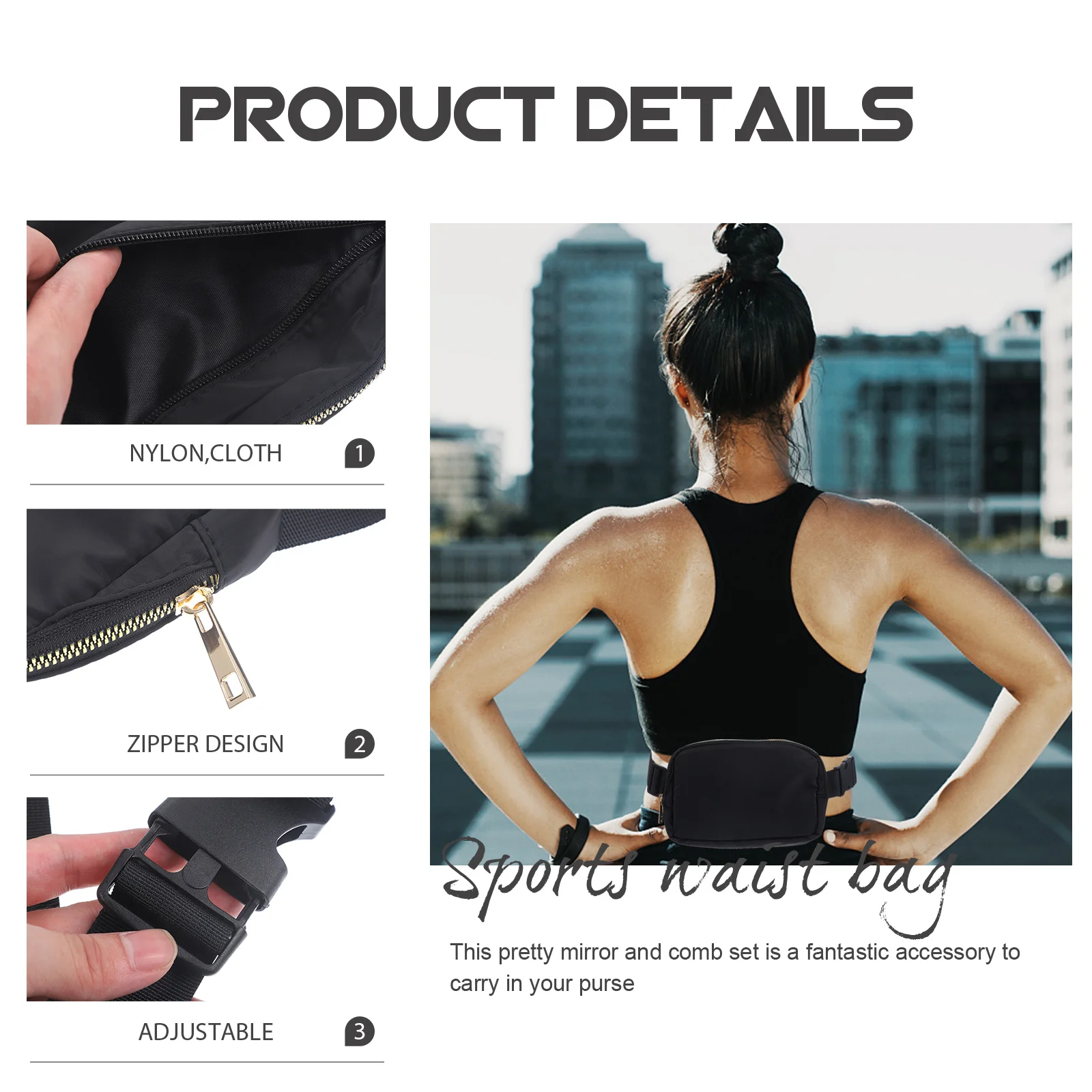 

Premium Women Waist Bag Stylish Sports Fanny Pack Functional Phone Storage Pouch for Hiking Biking Travel Casual Wear Comfort