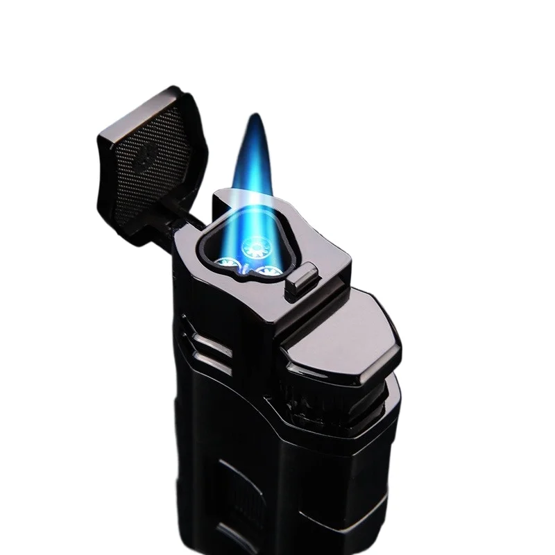 

2026 Inflatable Windproof Point Cigar-specific Metal Lighter with Three Direct Flames, High Power and Cigar Dril High-end Gifts