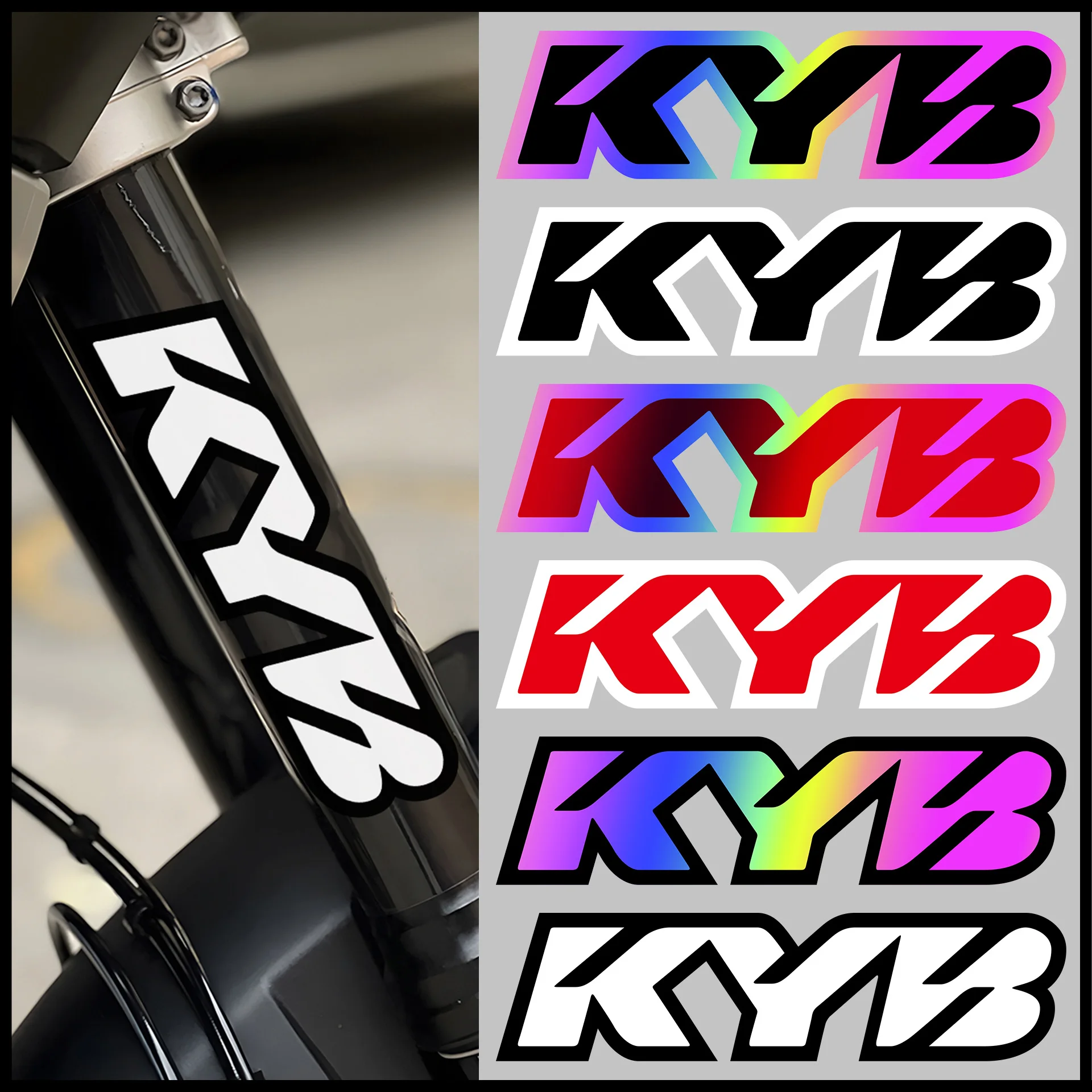 2PCS Racing Suspensions Motorcycle Stickers Kyb Fork Suspension Vinyl Decals for Yamaha Honda Suzuki Ktm Kawasaki Benelli
