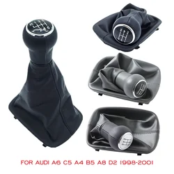 5/6 Speed Car Manual Gear Shift Knob Shifter Level Gaiter Boot Cover For Audi A6 C5 A4 B5 A8 D2 1998 1999 2000 2001 Black Gray