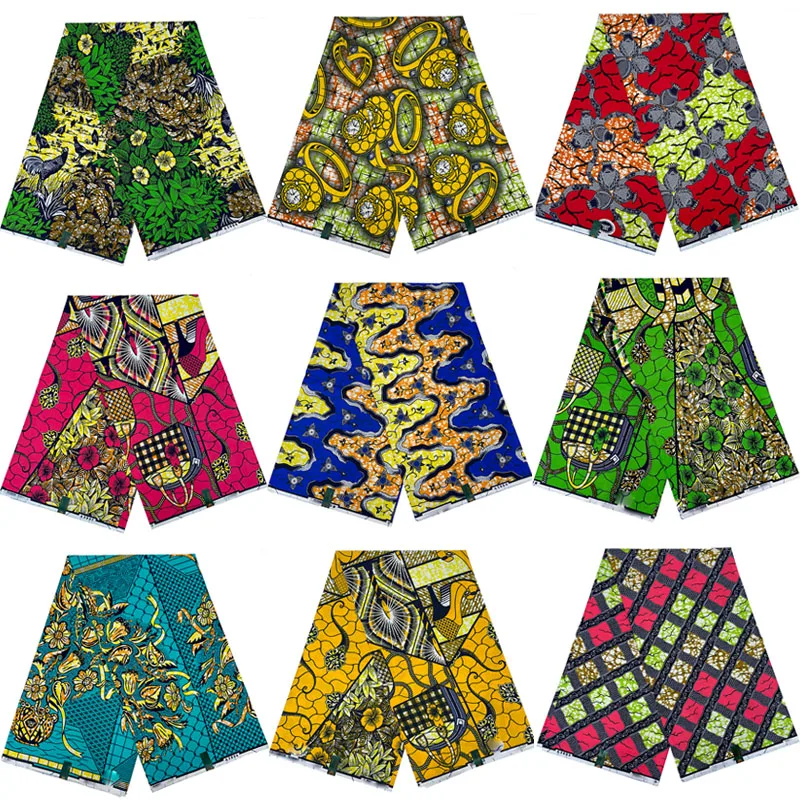 

2024 Latest African Wax Prints Fabric Ankara Fabric High Quality Batik 6Yards African 100% Cotton Fabric For Party Dress