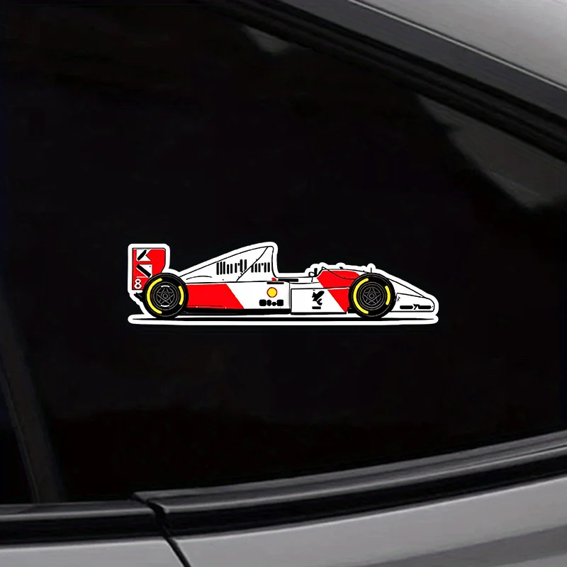 

1 шт. красно-белая виниловая наклейка F1 для гоночного автомобиля, водонепроницаемая наклейка для украшения автомобиля, мотоцикла, шлема