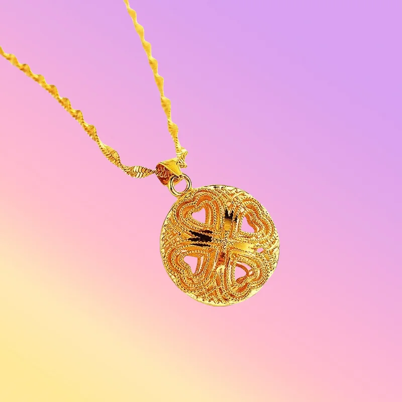 

Gift 2025 High Quality AU999 Gold Necklace Pendant Women 24K Pure Gold Solid Peace Buckle Pendant Real Gold Jewelry Clavicle Cha