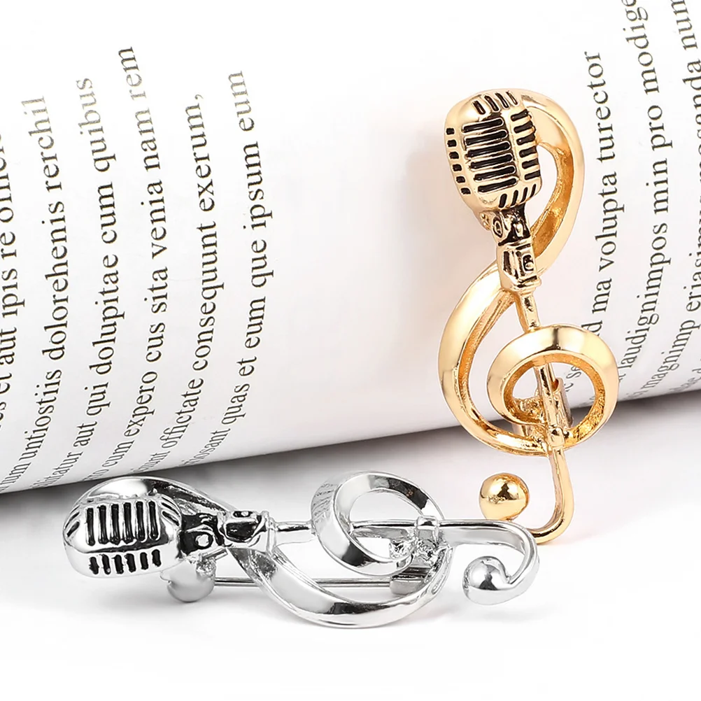 Musical Note Brooch Jewelry Pin Lapel Mic Gifts for Women Birthday Unique Microphone Mens Button