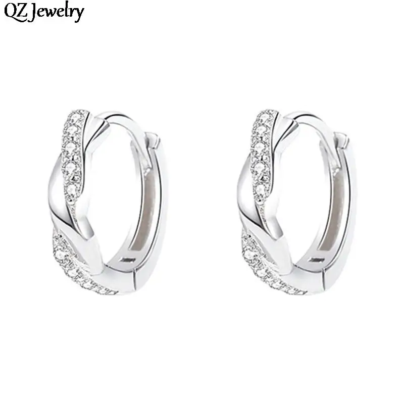 Twisted Zircon Earrings Silver Needle Circle Twist Infinity Eternal Endless Zircon Stud Earrings For Women Girls Jewelry Gifts