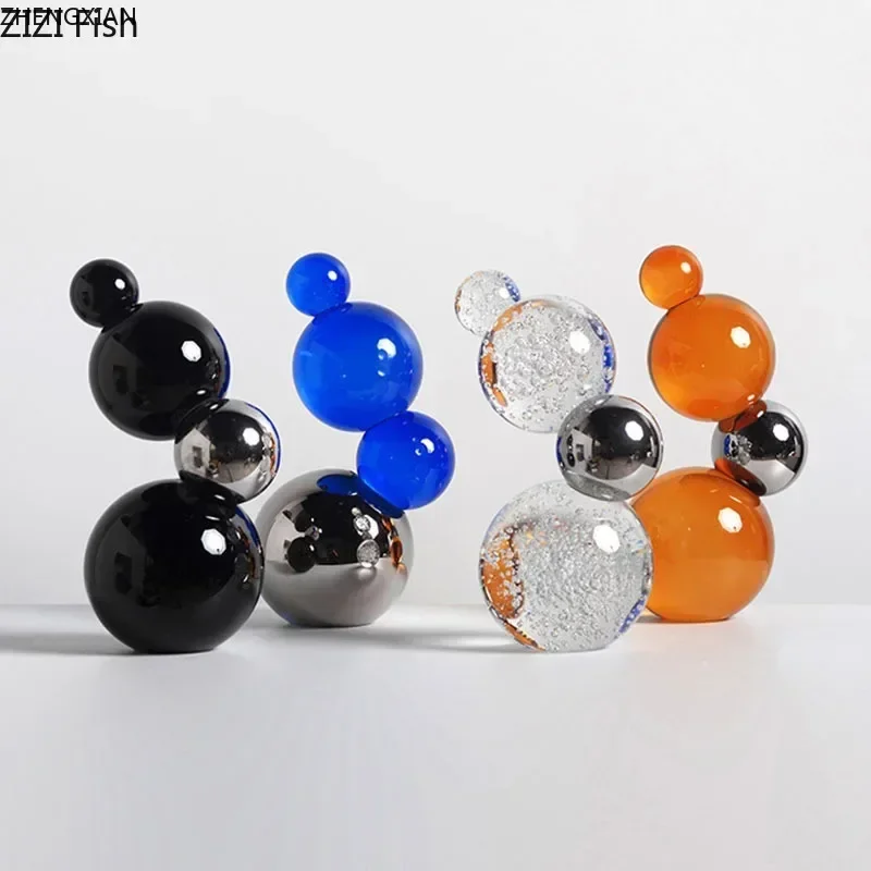 Creative Spherical Geometry Ornaments Crystal Ball Stacking Crafts Desk Decoration Abstract Artwork Statue Room Aesthetic Decor
