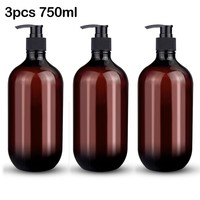 3PCS 300ml/500ml/750ml Brown Foaming Pump Bottles Shampoo Soap Dispenser Bottle Pump Empty Bottle Home Bath Supply