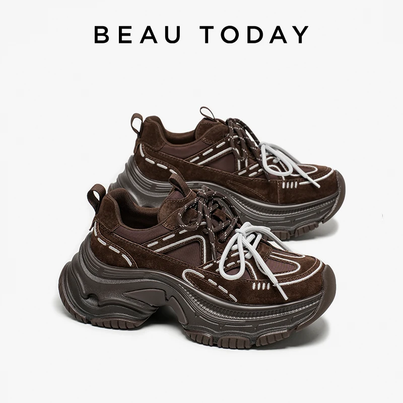 BBEAUTODAY массивные кроссовки женские замшевые двойные шнурки разноцветные кроссовки женская обувь на шнуровке ручной работы 29A60