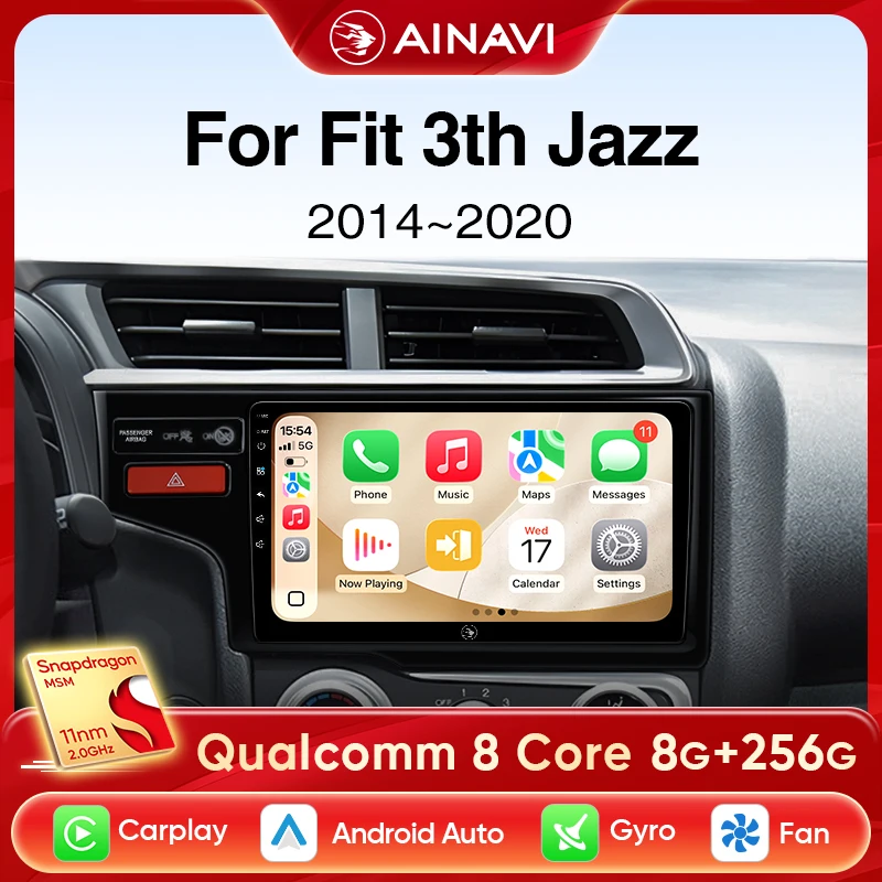 

Автомобильный радиоприемник Ainavi для Honda Fit 3th Jazz 2014 2015 2016 2017 2018 2019 2020, беспроводной Carplay Android Auto, автомобильный мультимедийный плеер