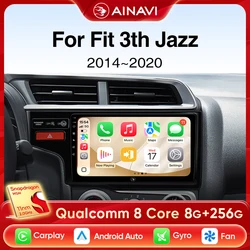 Ainavi Car radio For Honda Fit 3 th Jazz 2014 2015 2016 2017 2018 2019 2020 Wireless Carplay Android Auto Car Multimedia Player