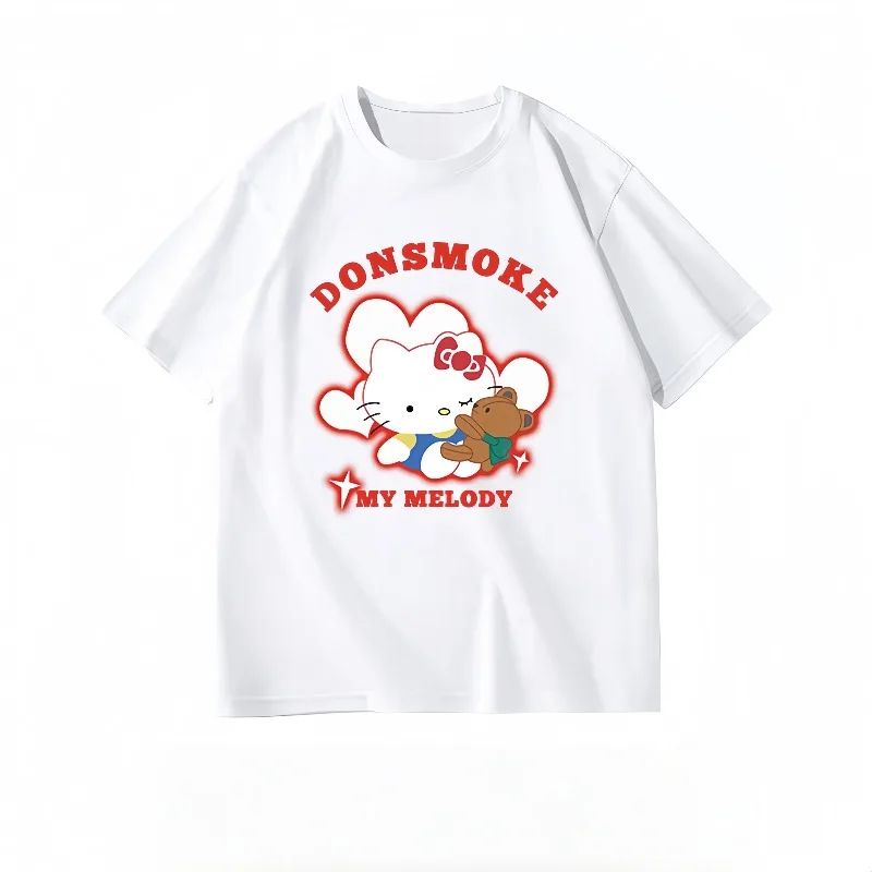 

Симпатичная стильная быстросохнущая футболка с короткими рукавами и 3D-принтом Hello Kitty, быстросохнущая ткань, модная рубашка с короткими рукавами