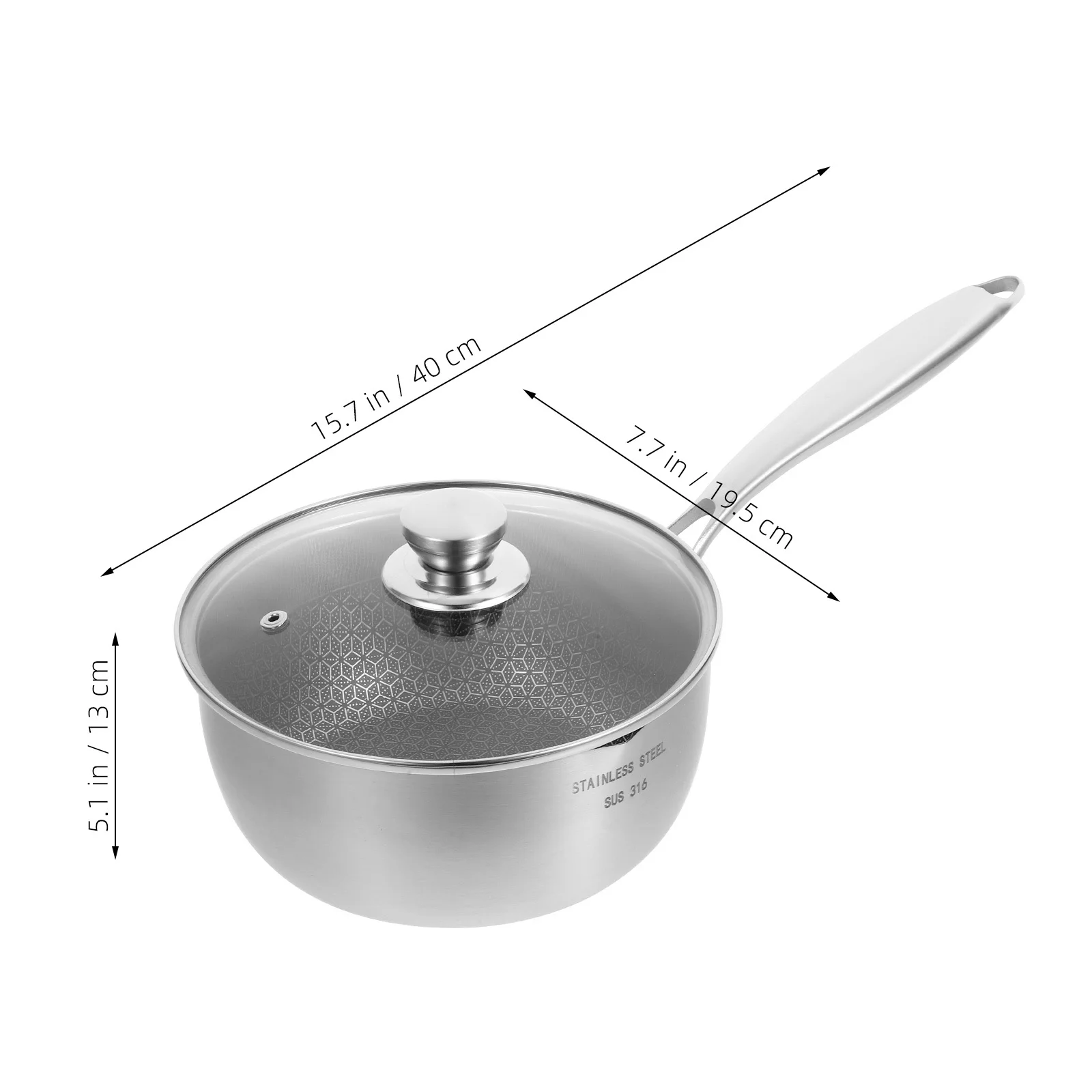 

Honeycomb Non-stick Pot Stainless Steel Kitchen Cookware Small Boiling Pan Thickened Bottom Multifunctional Soup Pot Saucepan