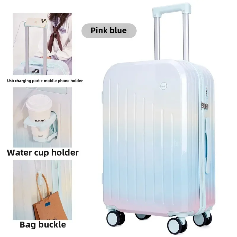 2025 New Gradient Color Trolley Suitcase High-value 20-inch Carry-on Suitcase Student Travel Suitcase Trolley Case Lightweight