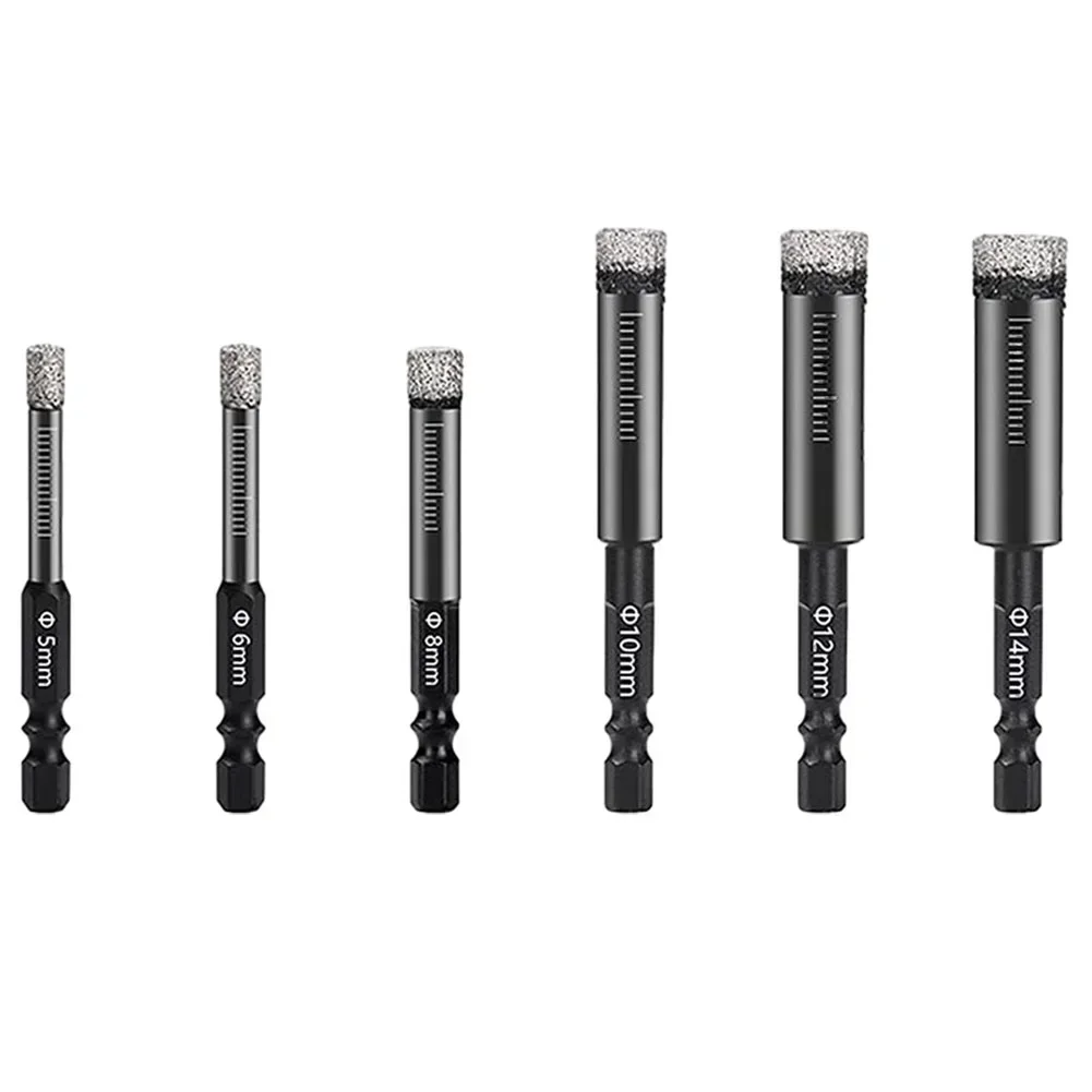 

Vaccum Brazed Diamond Dry Drill Bits Granite Vitrified Tile Hole Opener Black 5-16mm Hexagonal Shank Dry Ceramic Tile Drill Bit