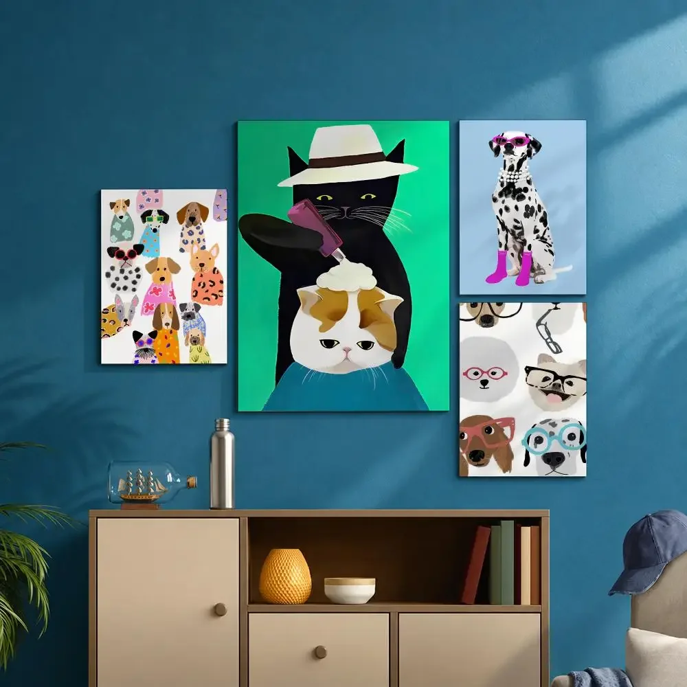 Cute Animal cartoon cute dog anime Painting Calligraphy Poster Canvas Painting Print Art Coffee House Bar Room Decor