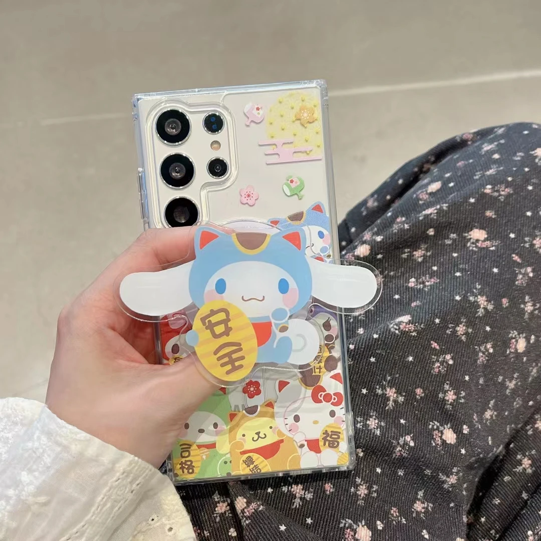 Kitty Cinnamoroll Maneki Neko Case For Samsung Galaxy S22 S23 S24 S25 Ultra Plus Magnetic Wireless Charging Magsafe Phone Cover