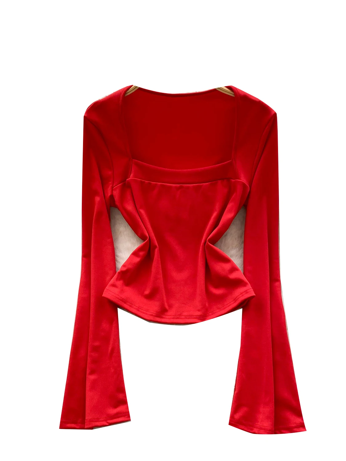 المرأة Y2k 2000s تي شيرت أحمر خمر Harajuku الجمالية Gyaru ساحة طوق تي شيرت كم طويل كبير الحجم تي شيرت الملابس 2025