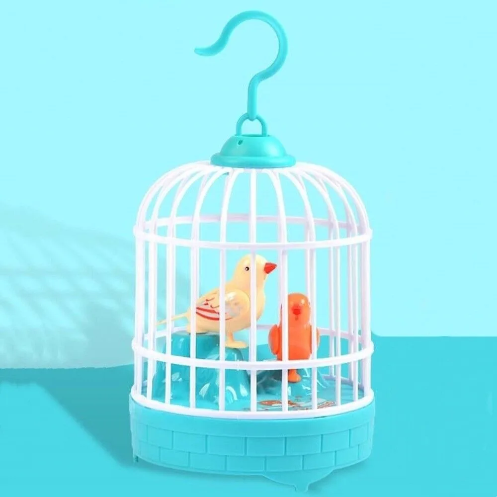 New Sound Control Electric Bird Cage Toy Realistic Voice Funny Parrot Cage Luminous Simulation Bird Cage Children