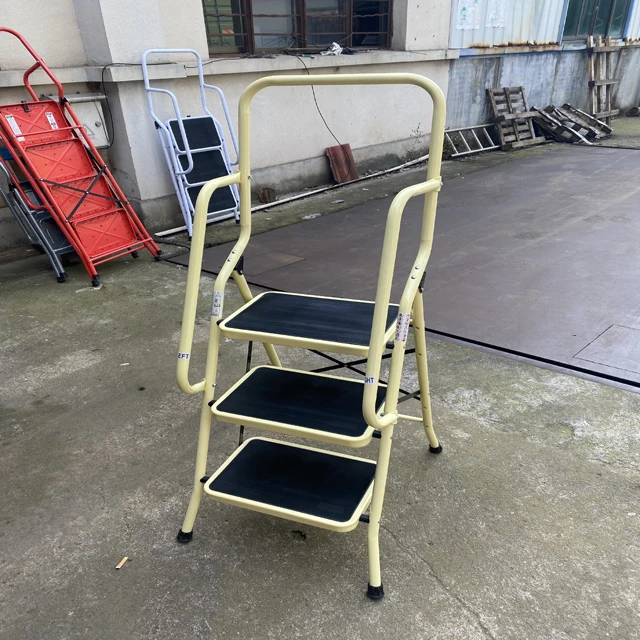3 Step Safety Ladder, Padded Handrails, Non-Slip Steps, Foldable Design, Home Kitchen Use, Heavy Duty, 300LB Capacity